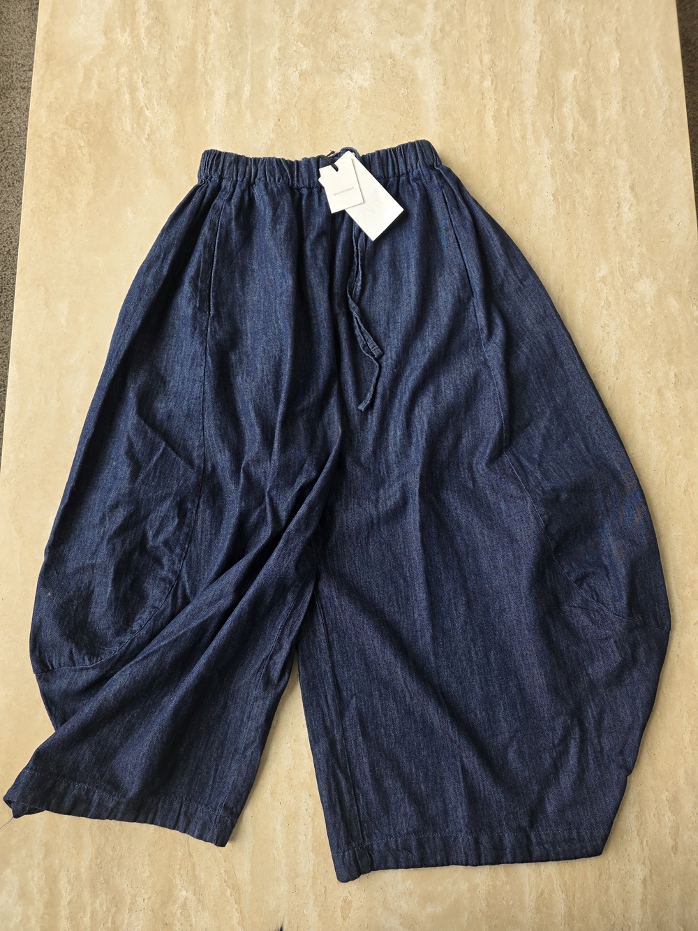 Zara Wide Leg Drawstring Pants in Dark Indigo